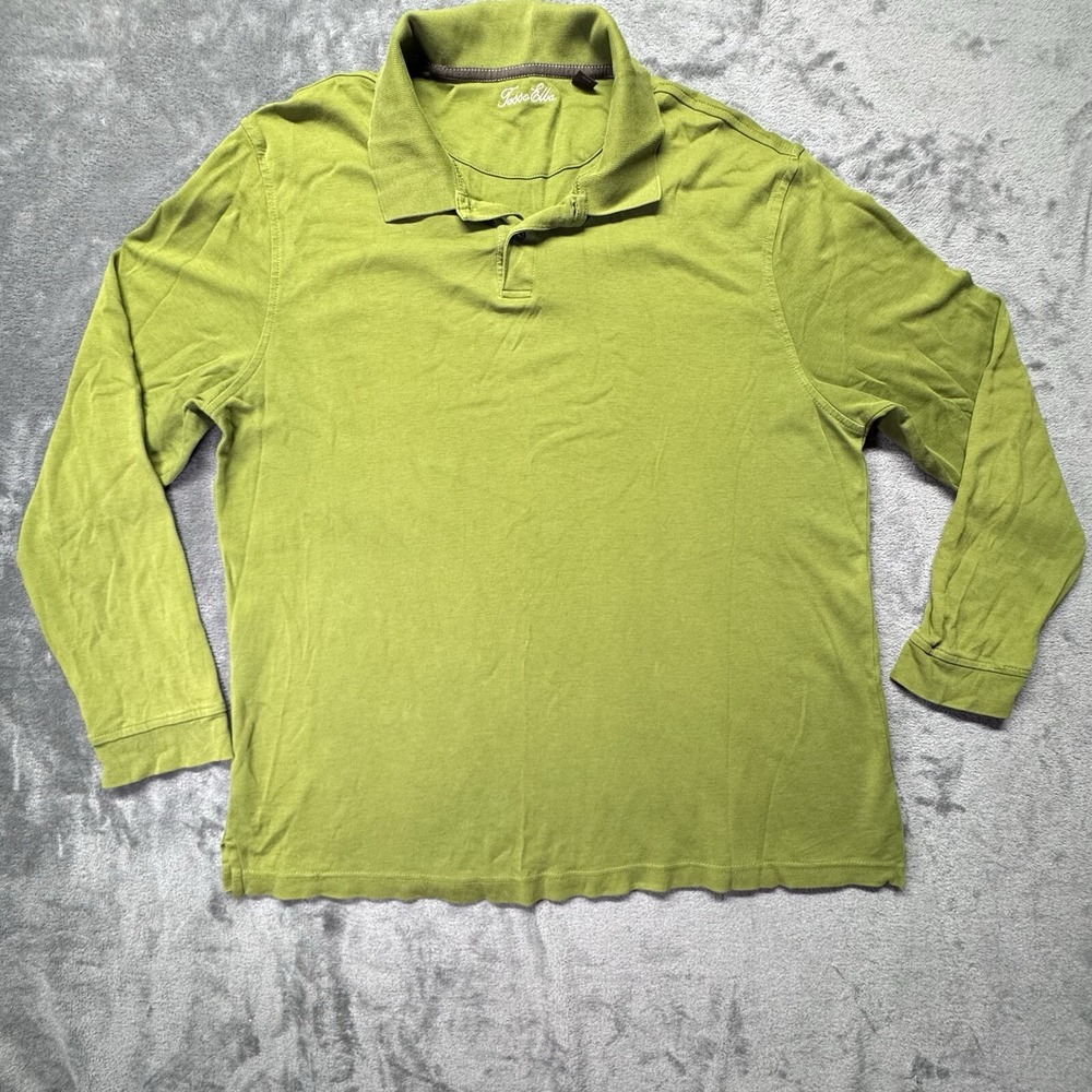 Tasso Elba‎ Polo Shirt Mens XLarge Olive Green Long Sleeve Golf Golfer Casual